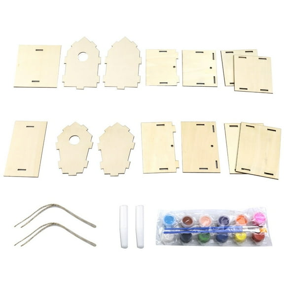 SLYNSHome 2 Pcs Bird House Kit Bird House Crafts for Kids,Build and Paint BirdhouseToys DIY Bird House Set Wooden Crafts Arts for Children for Kids Girls Boys Toddlers Gifts Christmas