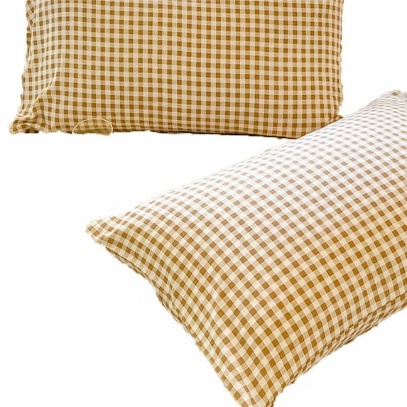 SLYNSHome 2 Pcs Pillow Covers,27.5x16.5 inch Plaid Pillowcase Lightweight Super Soft Easy Care Checkered Pillow Covers Square for Home School Student Dormitory (Yellow)