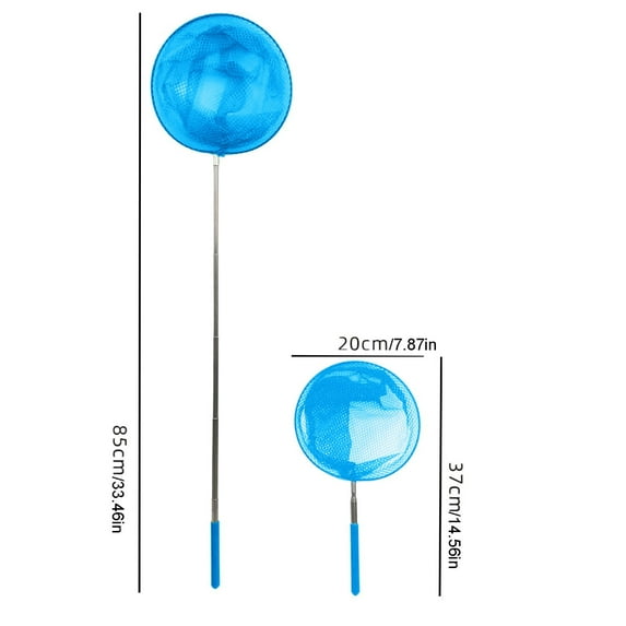 SLYNSHome - 2 Pcs - Pool Leaf Skimmer Net with Poles - 33.4 inch - Scalable - Swimming Pool Cleaning Net Butterfly Fishing Nets Catching Insect Net (Blue)