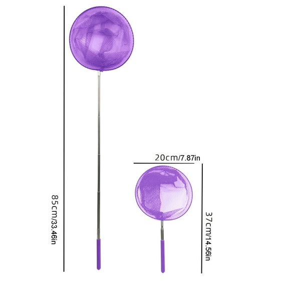 SLYNSHome - 2 Pcs - Pool Leaf Skimmer Net with Poles - 33.4 inch - Scalable - Swimming Pool Cleaning Net Butterfly Fishing Nets Catching Insect Net (Purple)