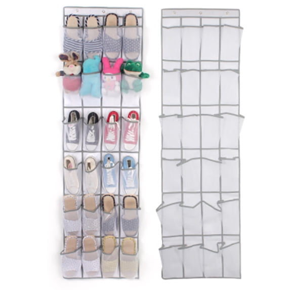 SLYNSHome 24 Large Pockets Hanging Shoe Organizer Over The Door Shoe Rack with Clear Mesh Pocket for Closet Door Storage Mesh Shoe Holder Hanger Suitable Bathroom,RV,Pantry,Camping