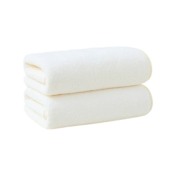 SLYNSHome 2Pcs Luxury Towels Soft Quick Dry Velvet Towels Highly Absorbent Face Towels for Bathroom,Hotel,Spa,Gym,Kitchen Hand Towels - White - 27.5x55 inch