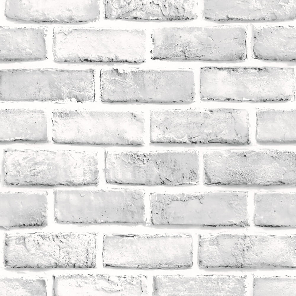 SLYNSHome 3D Brick Wallpaper Peel and Stick Faux Stone Brick Stick on Wallpaper White Gray Brick Wall Paper Grey Self Adhesive Removable Wallpaper Contact Paper for Walls Bedroom