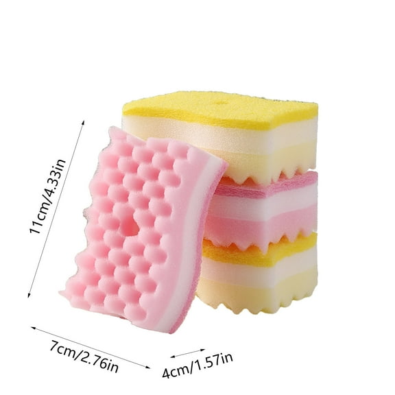 SLYNSHome - 4 Pcs - Heavy Duty Scrub Sponge Wipe for Kitchen Cleaning S-shaped Spong - Non-Scratch - Clean Dish Sponges for Sink,Pan,Pot,Bowl Kitchen Gadget