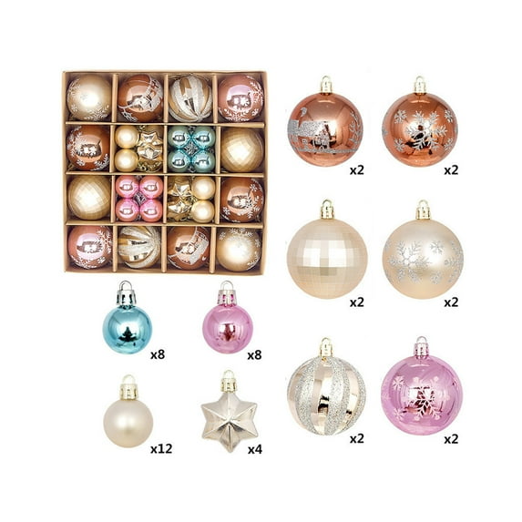 SLYNSHome 44Pcs Christmas Ornaments Balls,Shatterproof Christmas Balls Hanging Xmas Ball Baubles Pendant for Home Party Christmas Holiday Accessories (1.2~2.4Inch,Multicolor)