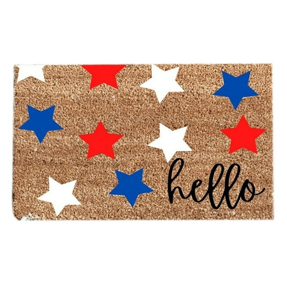 SLYNSHome 4th of July Door Mat,Patriotic Pattern Mat for Front Door,Fourth of July Stars Decor Non Slip Door Rug for Entrance Entryway Outside Yard Garden Floor (15.7X23.6 Inch)
