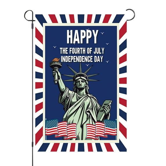 SLYNSHome 4th of July Patriotic Garden Flags for Outdoor Decorations Independence Day Hanging Freedom American Flag Memorial Day Yard Flags for Outside