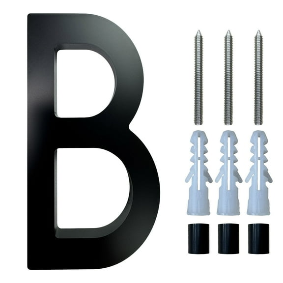 SLYNSHome 5" Modern House Numbers for Outside Black Floating House Numbers with Nail Set for Door Garden Mailbox Decor Visibility Signage - B