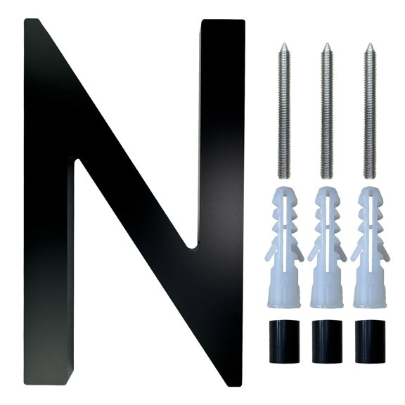 SLYNSHome 5" Modern House Numbers for Outside Black Floating House Numbers with Nail Set for Door Garden Mailbox Decor Visibility Signage - N