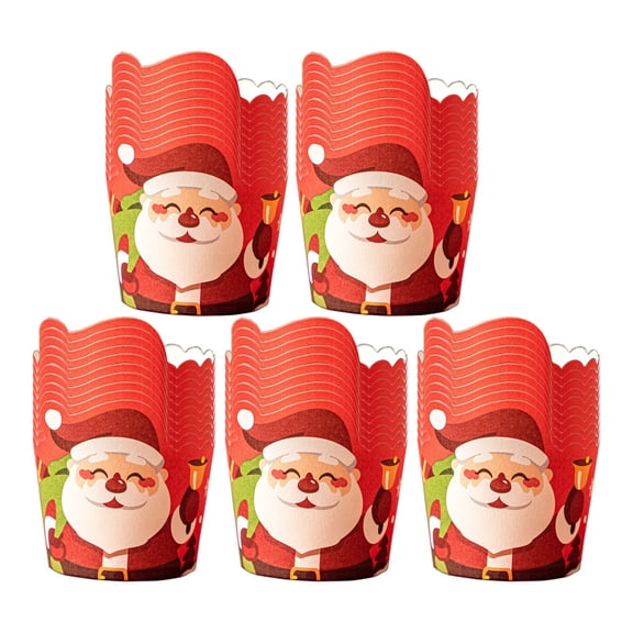 SLYNSHome - 50 Pcs - Christmas Paper Cupcake Liners Baking Cups - 2.4 inch - Disposable - Muffin Holders for Holiday Wedding Party Home Decoration (Red)