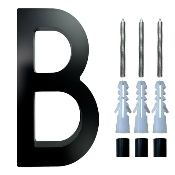 SLYNSHome 6" Modern House Numbers for Outside Black Floating House Numbers with Nail Set for Door Garden Mailbox Decor Visibility Signage - B