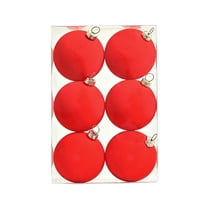 SLYNSHome - 6 Pcs - Christmas Velvet Balls Ornaments - Shatterproof - Flocked - 2.4 inch - Xmas Balls Hanging Baubles for Wedding Party Holiday Decoration (Red)