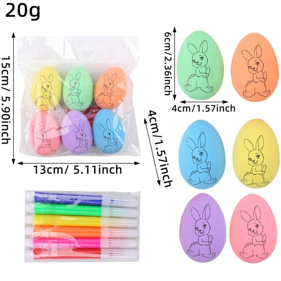 SLYNSHome 6 Pcs - Easter Toys Gifts for Kids Eggs Decoration Set Cute Blank Eggs DIY Hand-painted Ornament Crafts Toy for Boys & Girls Easter Party Games