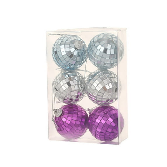 SLYNSHome 6Pcs Christmas Mirror Balls Ornaments,Disco Balls Xmas Hanging Reflective Ball Baubles Pendant for Christmas Tree,Home Stage Club Party Decoration (2.4Inch,3 Color)
