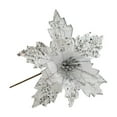 thumbnail image 1 of SLYNSHome - 7.8 inch - Poinsettia Artificial Christmas Flowers Decorations - Glitter - Xmas Tree Flower Ornaments (Gray), 1 of 7