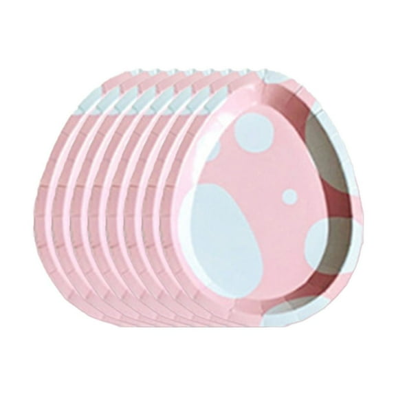 SLYNSHome - 8 Pcs - Easter Paper Plates Disposable Eggs Shaped Dish Plates Decoration - 7.5 inch - Cute Tableware for Home Easter Parties Wedding Decor (Pink)
