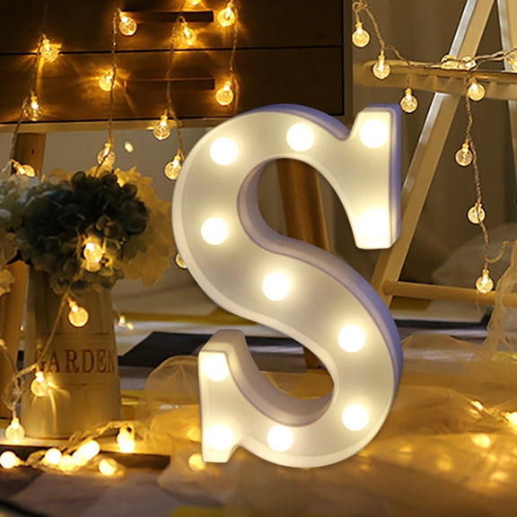 SLYNSHome Alphabet LED Letter Lights Light Up White Plastic Letters Standing Hanging S