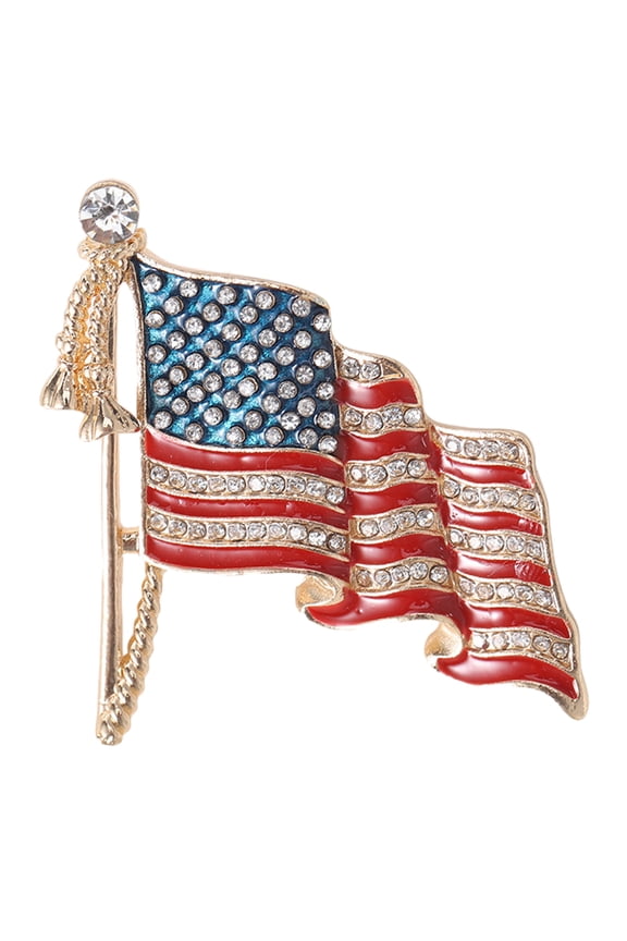 Utoimkio American Flag Patriotic Brooch Pin Crystal American Flag Pin for Clothes Scarf Bag Hat,Waving USA Flag Lapel Pins for Men and Women's Birthday Gifts