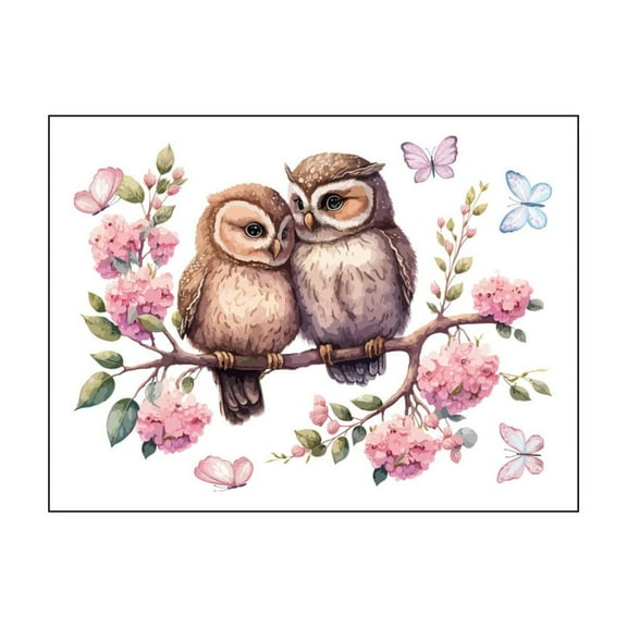 SLYNSHome Animal Wall Decals Cute Owl Wall Peel and Stick Stickers Large Flowers Wall Paper for Bedroom Living Room Classroom Office Decoration