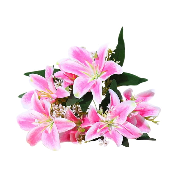 SLYNSHome Artificial Flowers Fake Silk lilys - 13.7 inch - Fade Resistant - Simulation Faux Floral for Wedding Home Table Centerpiece Arrangement Decor (Pink)