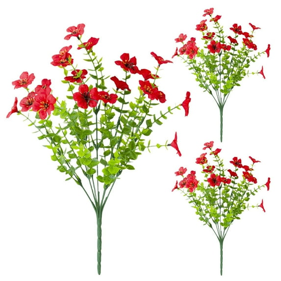 SLYNSHome Artificial Flowers for Indoor Outdoor Decorations Fake Silk Flowers Bundles Simulation Flower Bouquet for Vase Home Garden - Red