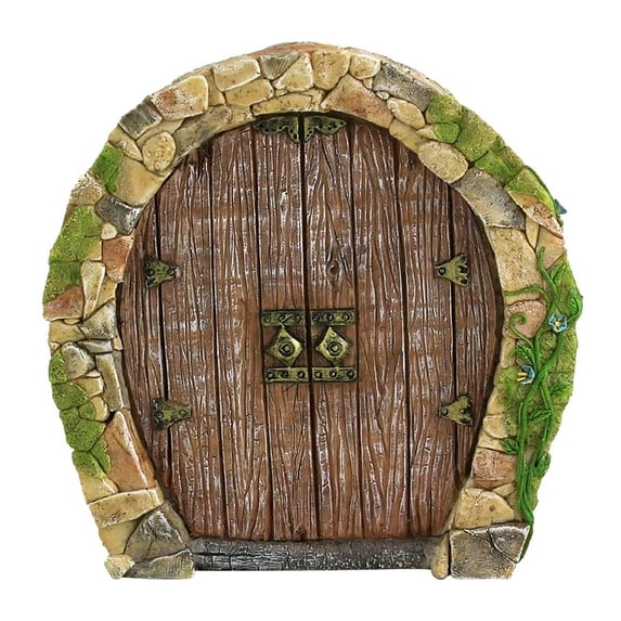 SLYNSHome Artificial Gnome Door Sculpture Fairy Door for Garden,Wood Gnome Home Ornaments Decoration for Kids Room,Wall and Trees Outdoor Miniature Fairy Garden Outdoor Decor Accessories