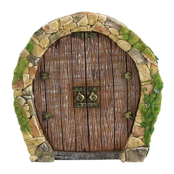 SLYNSHome Artificial Gnome Door Sculpture Fairy Door for Garden,Wood Gnome Home Ornaments Decoration for Kids Room,Wall and Trees Outdoor Miniature Fairy Garden Outdoor Decor Accessories