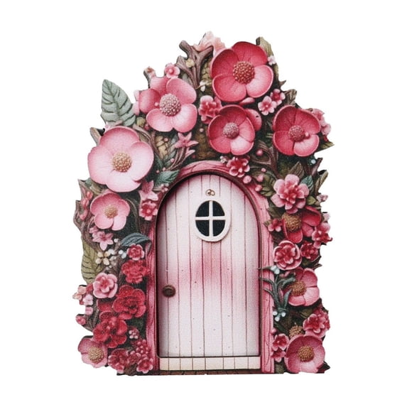 SLYNSHome Clearance Artificial Gnome Door Sculpture Fairy Door for Garden,Wood Gnome Home Ornaments Decoration for Kids Room,Wall and Trees Outdoor Miniature Fairy Garden Outdoor Decor Accessories