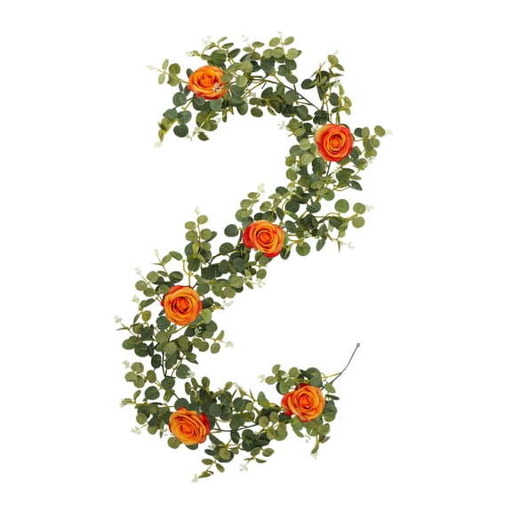 SLYNSHome Artificial Rose Flowers Garland for Wedding Decorations Fake Flower Orange Rose Wreath Vines for Wedding Table Centerpiece Party Decor
