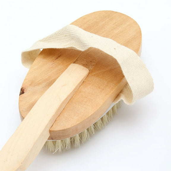 SLYNSHome Bath Bristle Brush,Back Scrubber Anti Slip for Shower Brush with Long Wood Handle,Cleanse Back and Hard-to-Reach Areas,Body Exfoliator for Bath