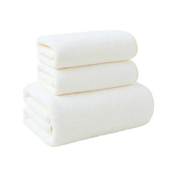 SLYNSHome Bath Towels Set of 3Pcs,Face Towels Soft Quick Dry Velvet Towels Highly Absorbent Face Towels for Bathroom,Hotel,Spa,Gym,Kitchen Hand Towels - White