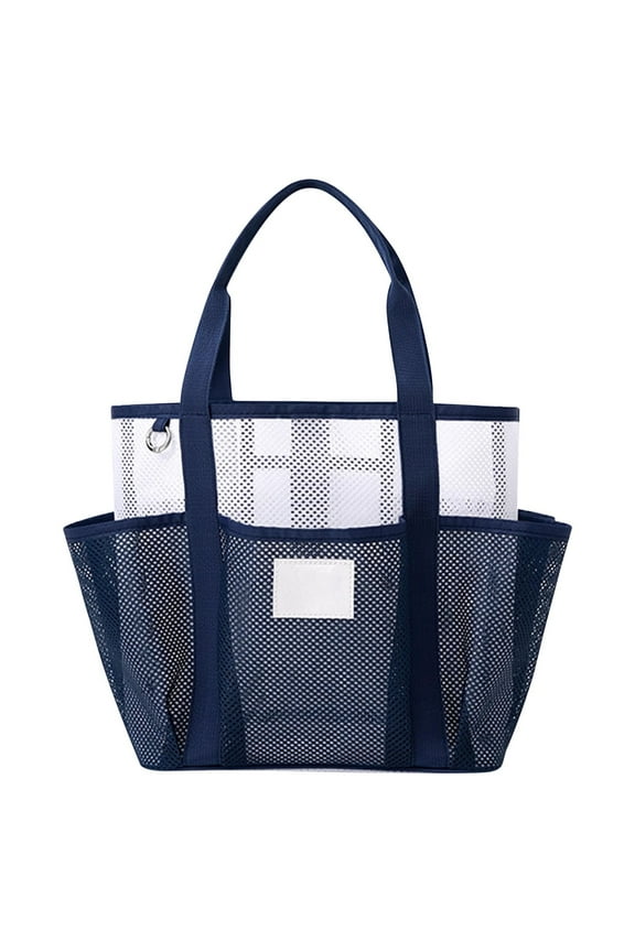 SLYNSHome Beach Bag,Mesh Tote Bag for Mom Women Shoulder Bag for Travel Pool Family Beach Vacation Cruise Essentials Mother's Day Gifts - Blue