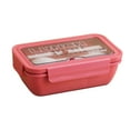 thumbnail image 1 of SLYNSHome Bento Box Container Lunch Boxes with 2 Compartment & Spoon & Chopsticks for Studens/Adults (Red), 1 of 7