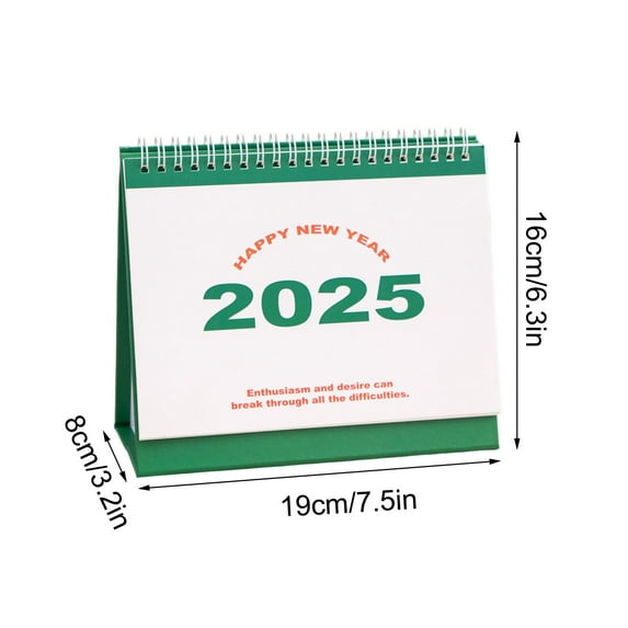 SLYNSHome Calendar for Desk - Nov 2024 to Dec 2025 - Tabletop Mini Calendar - 7.4x6.2 inch Small Desktop Calendar for Home School and Office (Green)