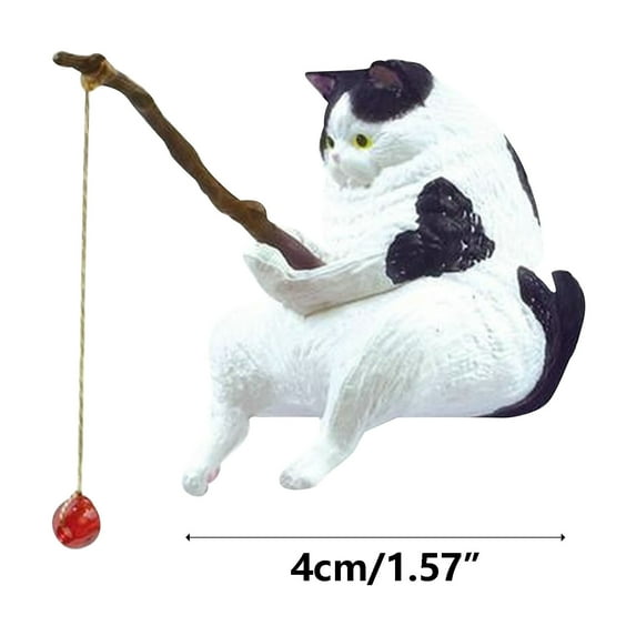 SLYNSHome Cat Fishing Sculpture Cat Statue for Garden Funny D茅cor Kitty Figurine Ornament for Tree Pond Backyard Garden Yard Room Miniature Fairy Garden Decor Accessories