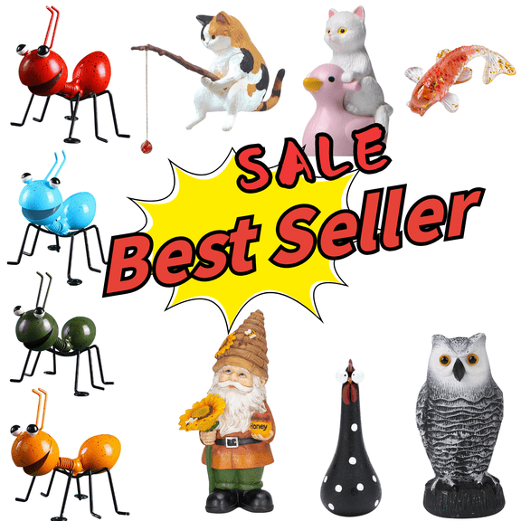 SLYNSHome Cat Statue for Garden,Cat Fishing Sculpture Funny D茅cor Kitty Figurine Ornament for Tree Pond Backyard Garden Yard Room Miniature Fairy Garden Decor Accessories