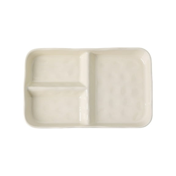 SLYNSHome Ceramic Dinner Plates with 3 Compartment,Modern Dinnerware Dishes Dishwasher/Microwave Safe (White)