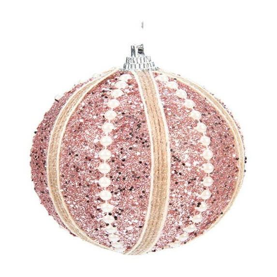 SLYNSHome Christmas Ball Ornaments,Sequin Xmas Balls Shatterproof Glitter Hanging Pearl Christmas Balls Baubles Pendant for Trees,Holiday Party Christmas Decoration (3.1Inch,Pink)