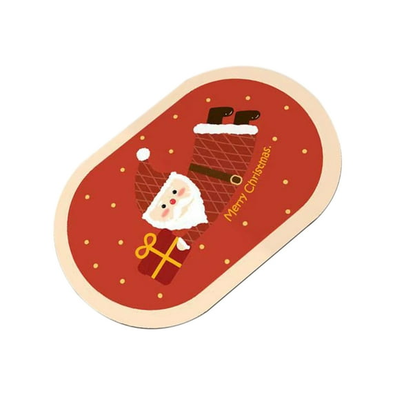 SLYNSHome Christmas Bath Mat Rug for Bathroom - 23.6x15.7 inch - Xmas Mats with Rubber Non Slip Backing Floor Pad - Soft Quick Absorbent and Dry Small Carpet