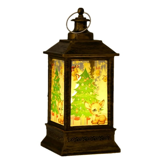 SLYNSHome Clearance Christmas Candle Lighted Lantern Decorations,Xmas Tree Storm Lantern Handheld Reindeer Landscape Lanterns Lights Battery Powered Lamps for Christmas Home Decoration Gifts (Elk)