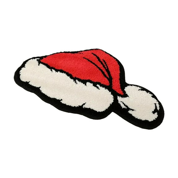 SLYNSHome Christmas Floor Mat Rug for Home,Santa Hat Shaped Door Mats Foot Rugs Add Festive Atmosphere Cute Xmas Carpet for Living Room,Bedroom,Entryway
