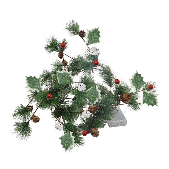SLYNSHome Christmas Garland String Lights Ornament,78.7 Inch Artificial Green Pine Needle Bell Rattan String Lamps Battery Powered Fairy Lights for Home Xmas Tree Decoration (Bell)