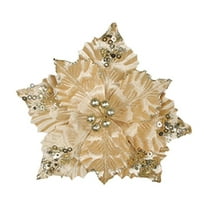 SLYNSHome Christmas Poinsettia Flowers Artificial Flowers - 10.6 inch - Glitter - Christmas Tree Ornaments for Home Wedding Decorations (Gold)