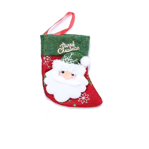 SLYNSHome Christmas Stockings,4.7x3.9Inch Small Stockings with Santa Claus Ornaments Xmas Mini Hanging Candy Gift Stocking Bag for Family Holiday Christmas Party Decoration (Santa,Green)