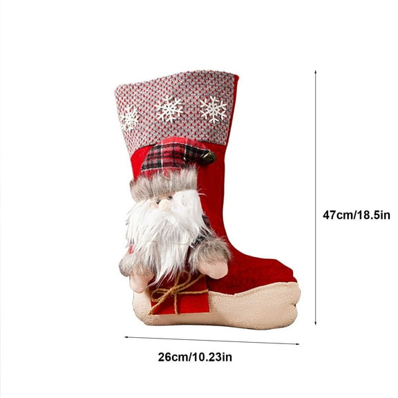SLYNSHome Christmas Stockings Bulk,18.5Inch Christmas Stockings with Gnome Ornaments Xmas Cute Hanging Candy Gift Stocking Bag for Family Holiday Christmas Home Party Decoration (Gnome)