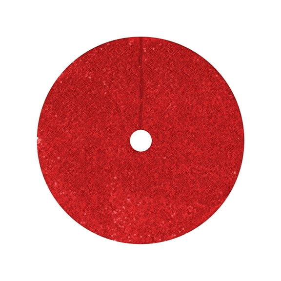 SLYNSHome Christmas Trees Skirt - 23.6 inch - Xmas Tree Round Rug Floor Mat Christmas Sequin Skirts Decoration for Home (Red)