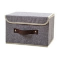 thumbnail image 1 of SLYNSHome Clothing Storage Box with Flip-Top Lid & Handles Foldable Storage Bin Cube Organizer Basket for Home Office Closet - 6.7x10.2 inch (Gray), 1 of 6