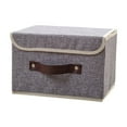 thumbnail image 1 of SLYNSHome Clothing Storage Box with Flip-Top Lid & Handles Foldable Storage Bin Cube Organizer Basket for Home Office Closet - 9.8x14.5 inch (Gray), 1 of 1