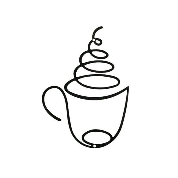 SLYNSHome Coffee Cup Sticker Peel and Stick Decoration Wall Decals Hanging Iron Wall Art Sticker for Kitchen Shop Cafe Pub
