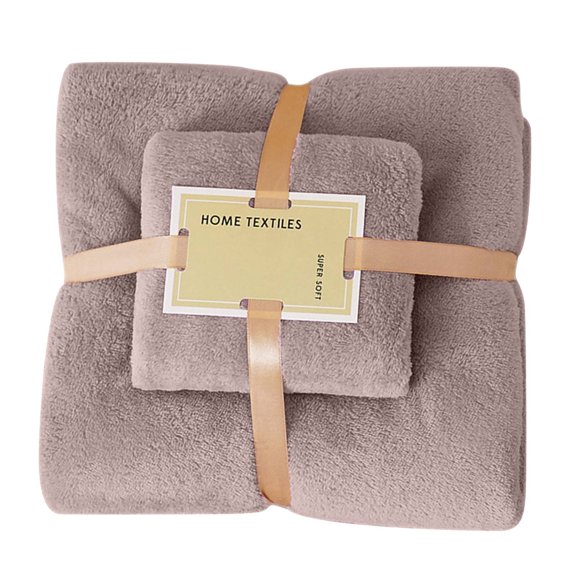 SLYNSHome Cotton 2 In 1 Bath Towel And Face Towel Soft-Bath Towels Set OF